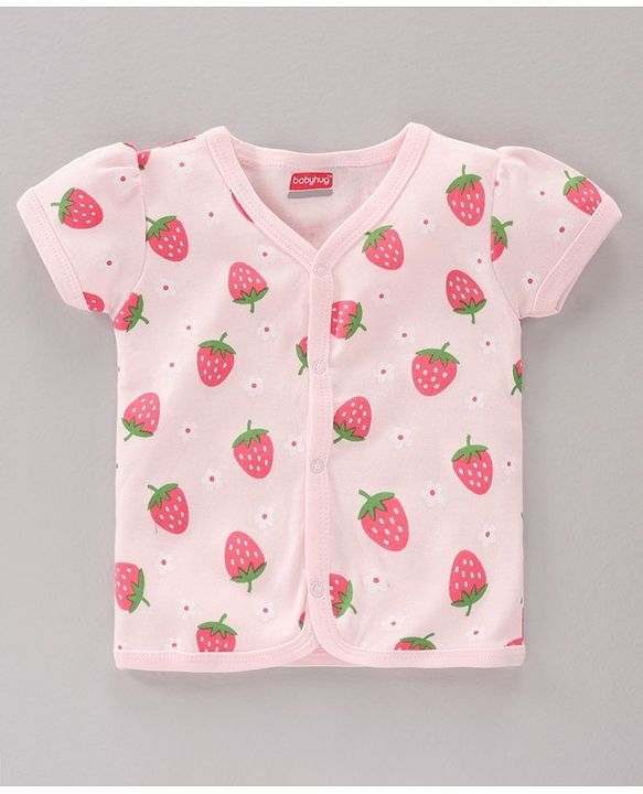 Babyhug 100%Cotton Half Sleeves Vests Pack of 3 - Pink