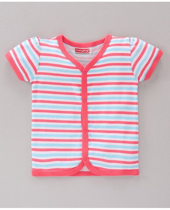 Babyhug 100%Cotton Half Sleeves Vests Pack of 3 - Pink