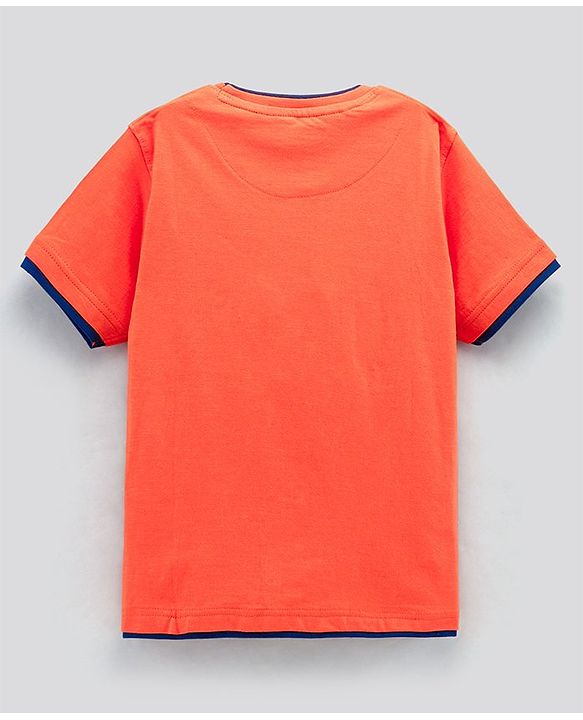 Pine Kids Half Sleeves Biowashed T-Shirt Text Print - Orange