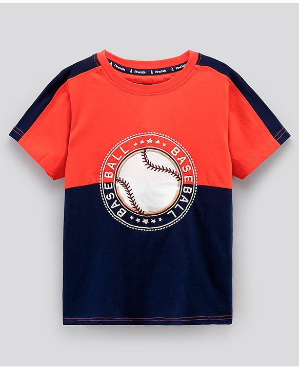 Pine Kids Half Sleeves Bio-Washed T-Shirt Text Print - Multicolour