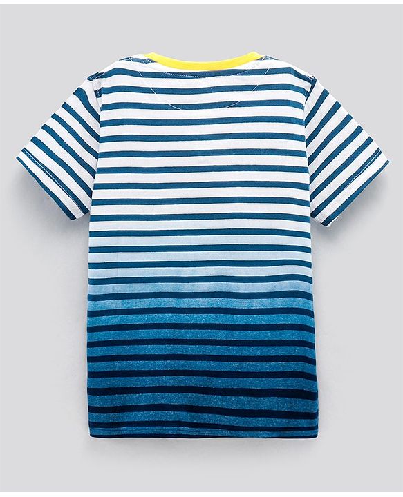 Pine Kids Half Sleeves Biowashed T-Shirt Stripes Print - Blue