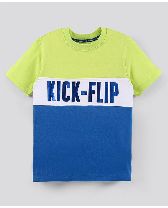 Pine Kids Half Sleeves Biowashed T-Shirt Text Print - Multicolor