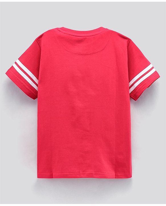 Pine Kids Half Sleeves T-Shirt Text Print - Red
