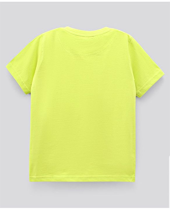 Pine Kids Half Sleeves Biowashed T-Shirt Text Print - Green