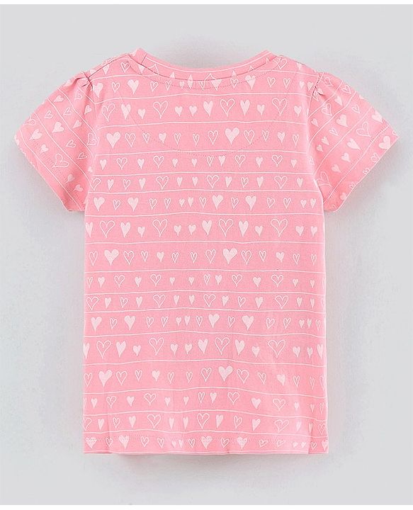 Pine Kids Half Sleeves Tops Heart Print Pack of 2 - Pink Blue