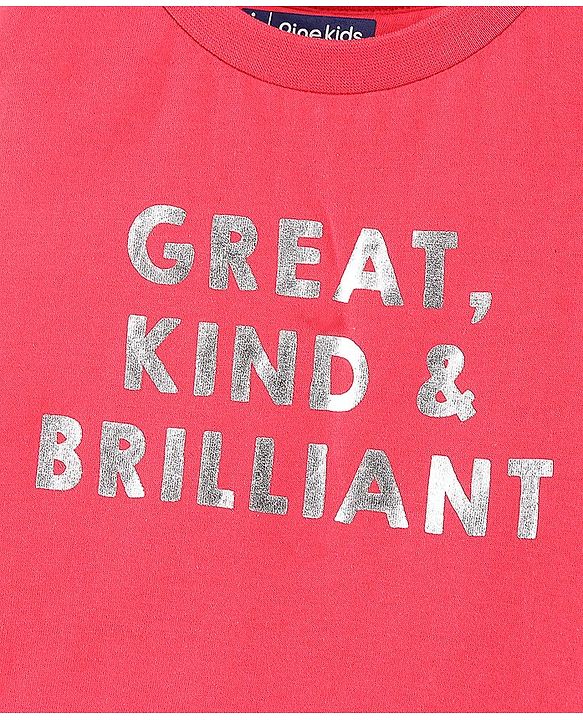 Pine Kids Half Sleeves Cotton Biowashed Top Floral Print - Yellow Red