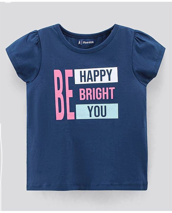 Pine Kids Half Sleeves Biowash Tops Pack of 2 - Navy Blue Red