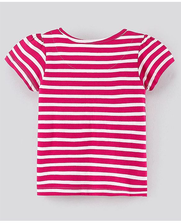 Pine Kids Half Sleeves Cotton Biowashed Foil Print Pack of 3 - Pink Yellow Red