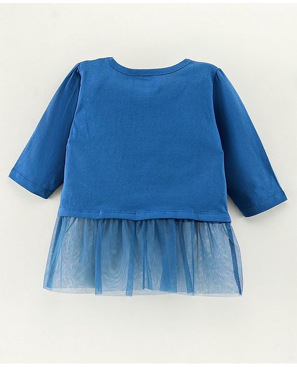 Pine Kids Biowashed Full Sleeves Top & Palazzos Set Floral Print & Sequins Applique - Pink Blue