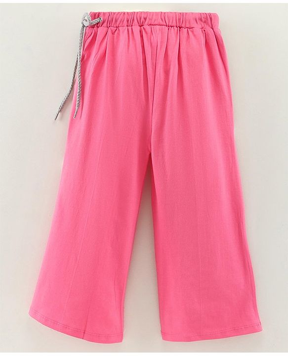 Pine Kids Biowashed Full Sleeves Top & Palazzos Set Floral Print & Sequins Applique - Pink Blue