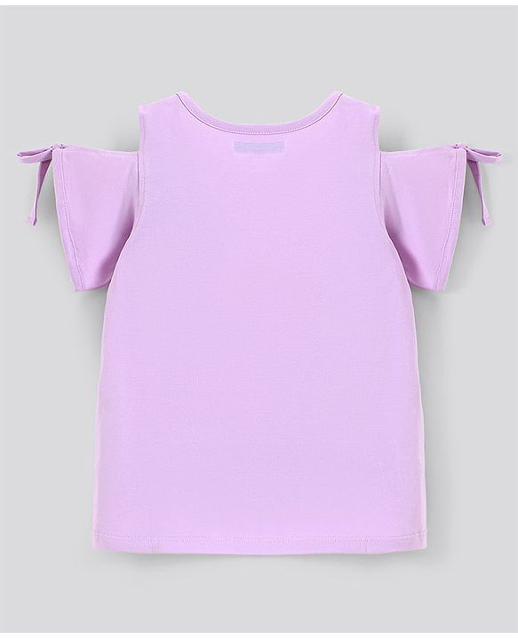 Pine Kids Cold Shoulder Top Placement Print- Purple