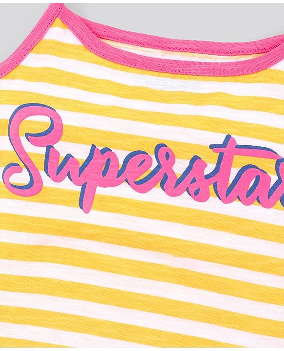 Pine Kids Cotton Half Sleeves T-Shirt With Slip - Pink Yellow
