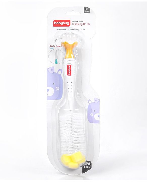 Babyhug 2 In 1 Bottle & Nipple Cleaning Brush - Blue