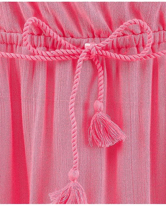 Pine Kids Sleeveless Above Knee Length Frock - Pink