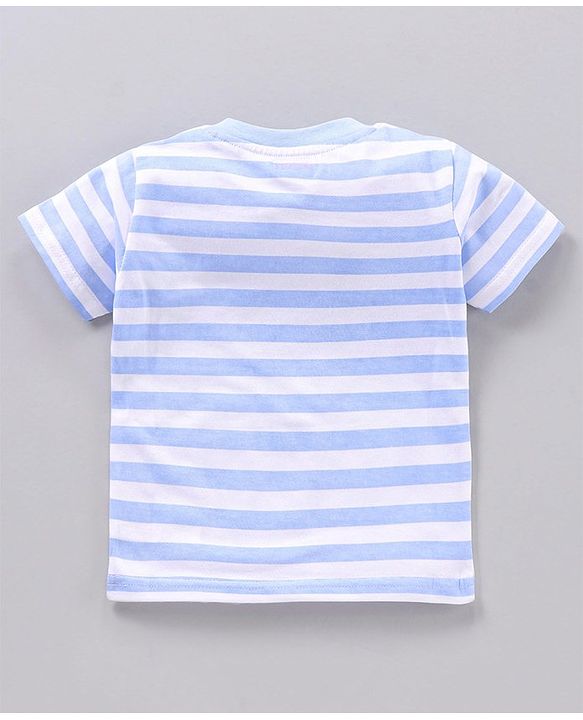 Babyhug Half Sleeves Stripe T-Shirt Cycle Print - Blue
