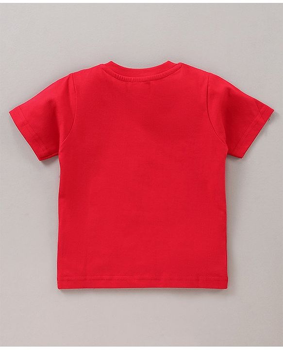 Babyhug Half Sleeves Cotton Printed and Striped T-shirts Set of 3 - Red White Blue
