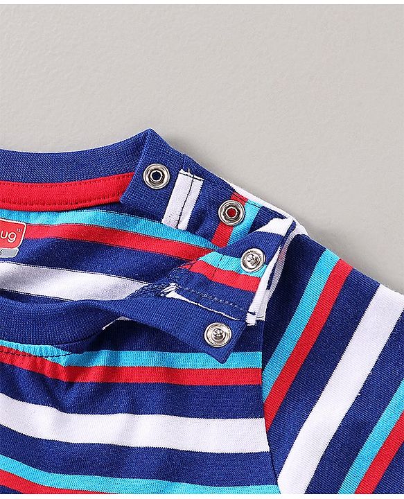 Babyhug Half Sleeves Cotton Printed and Striped T-shirts Set of 3 - Red White Blue