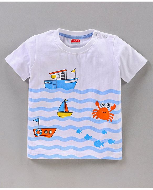 Babyhug Half Sleeves T-Shirts Boat Print Pack of 3 - Blue Orange White