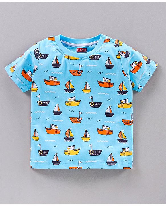 Babyhug Half Sleeves T-Shirts Boat Print Pack of 3 - Blue Orange White