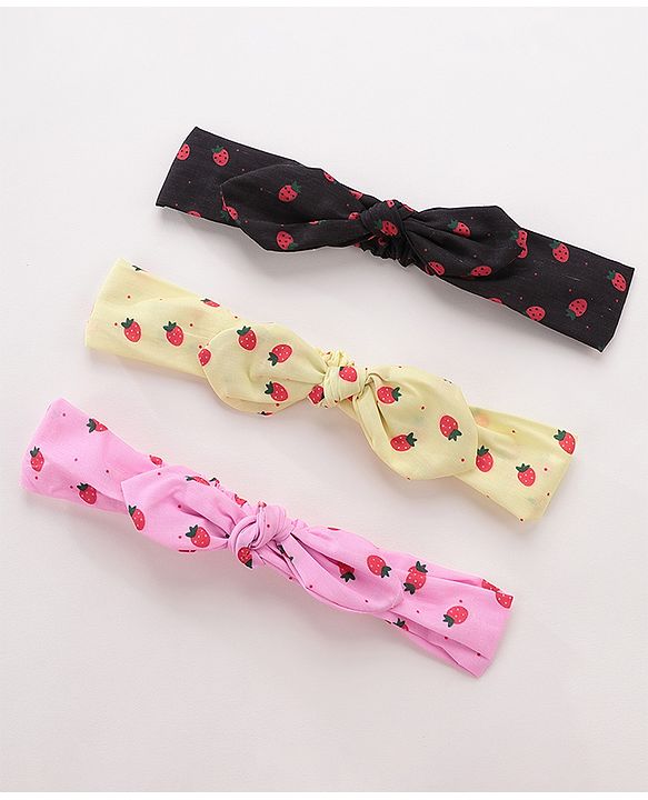 Babyhug Headbands Pack Of 3 - Pink, Yellow & Black