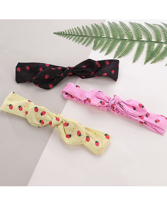 Babyhug Headbands Pack Of 3 - Pink, Yellow & Black