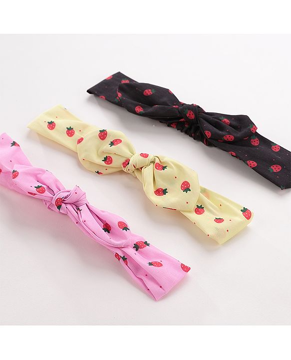 Babyhug Headbands Pack Of 3 - Pink, Yellow & Black