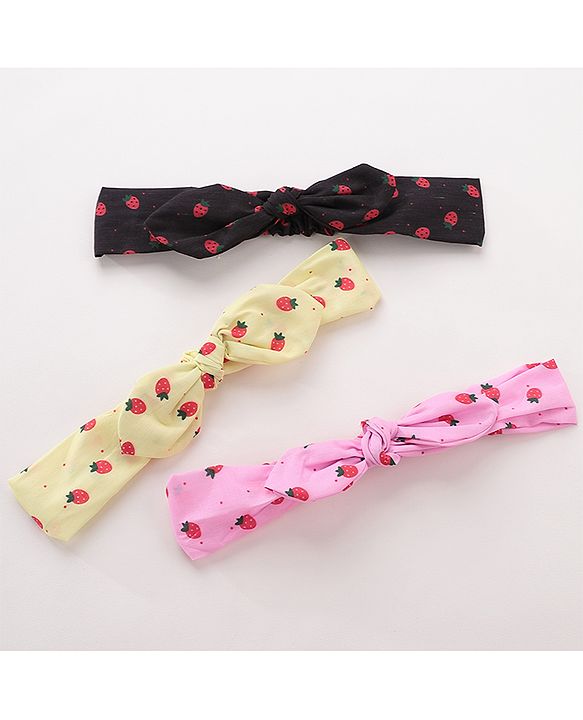 Babyhug Headbands Pack Of 3 - Pink, Yellow & Black