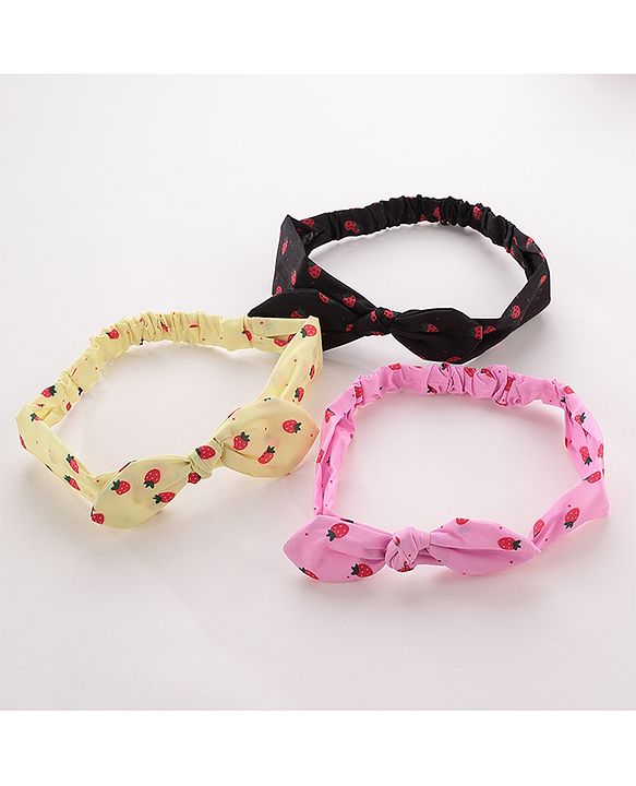 Babyhug Headbands Pack Of 3 - Pink, Yellow & Black