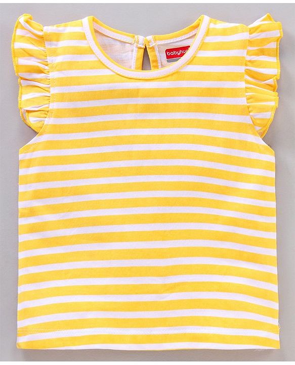 Babyhug Short Frill Sleeves Tops Striped and Text Print Pack of 7 - Multicolor