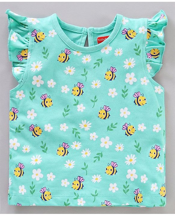 Babyhug Short Frill Sleeves Tops Striped and Text Print Pack of 7 - Multicolor