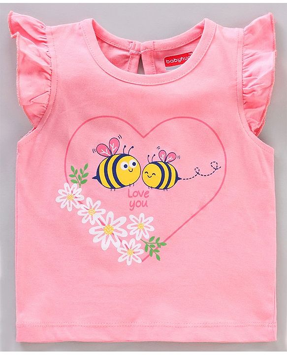 Babyhug Short Frill Sleeves Tops Striped and Text Print Pack of 7 - Multicolor