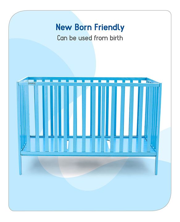 Babyhug Visby Wooden Cot with 3 Level Height Adjustment & Plug and Play Assembly - Pink| Solid Pinewood| Attach to Parents Bed