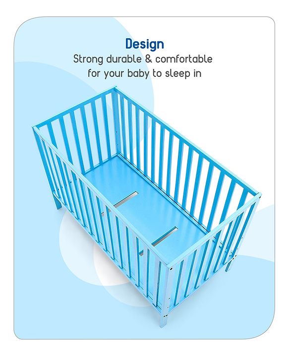 Babyhug Visby Wooden Cot with 3 Level Height Adjustment & Plug and Play Assembly - Pink| Solid Pinewood| Attach to Parents Bed