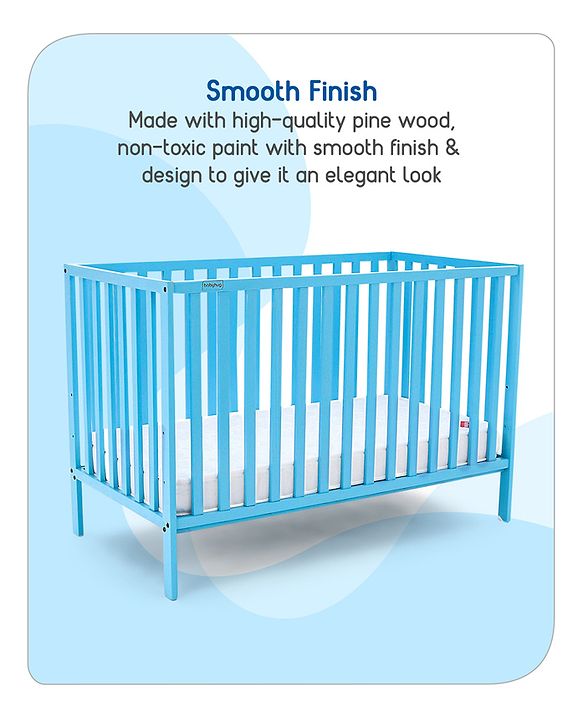 Babyhug Visby Wooden Cot with 3 Level Height Adjustment & Plug and Play Assembly - Pink| Solid Pinewood| Attach to Parents Bed