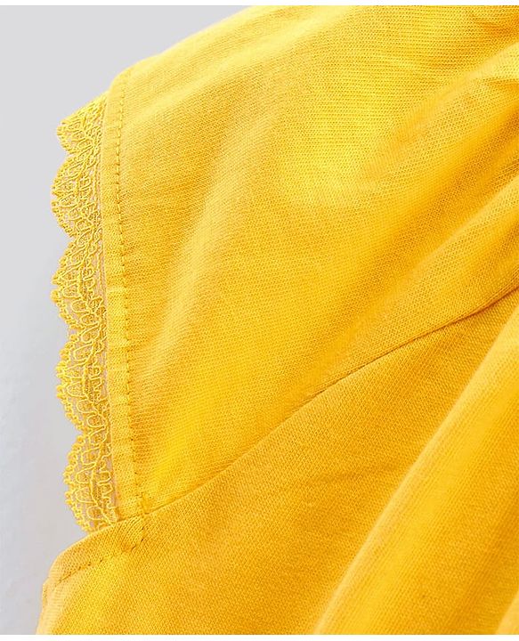 Pine Kids Short Sleeves Solid Biowashed Jumpsuit - Yellow