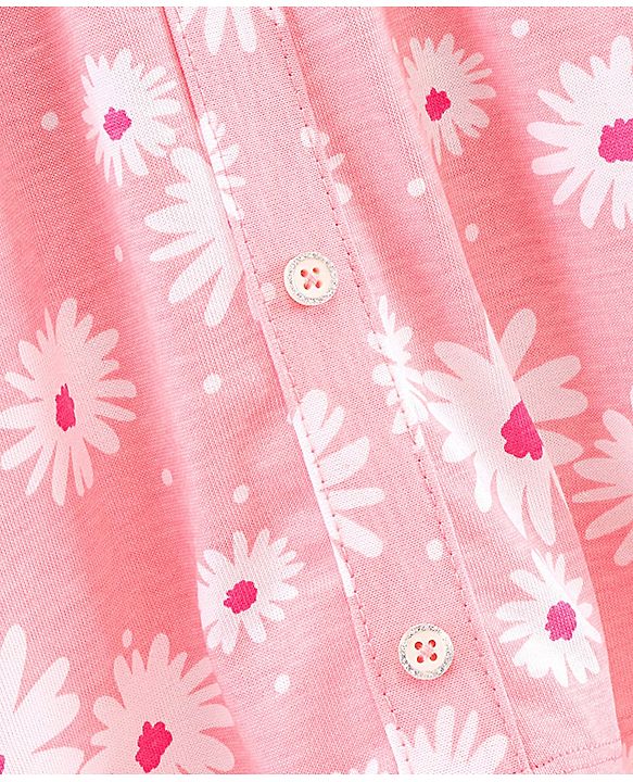 Pine Kids Biowashed Off Shoulder Sleeves Top & Legging Set Floral Print - Pink Pink