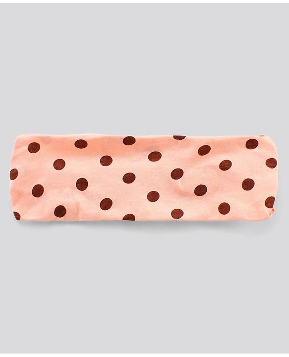 Pine Kids Sleeveless Biowashed Jumpsuit With Headband Polka Print - Peach