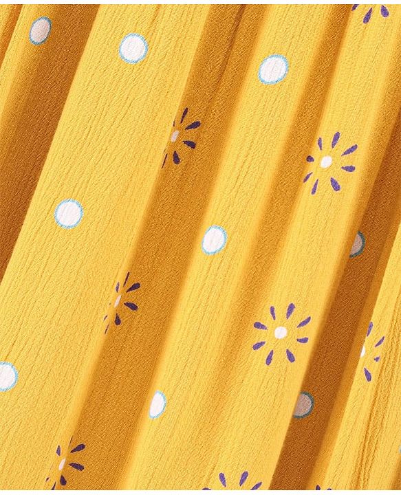 Pine Kids Full Sleeves Frock Polka Dot Print - Yellow