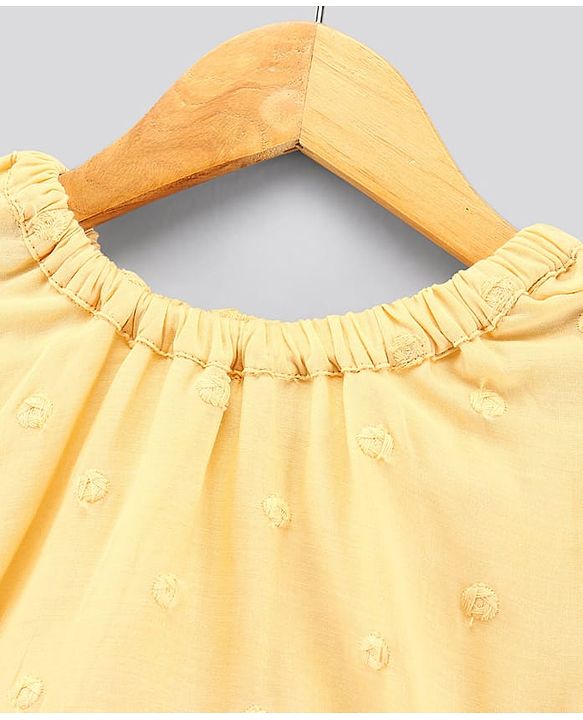Pine Kids Half Sleeves Embroidered Frock - Yellow