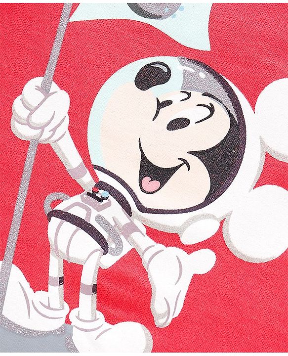 Babyhug Half Sleeves T-Shirt Mickey Mouse Print - Red
