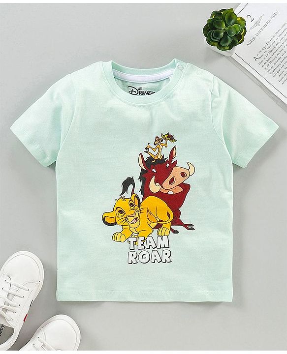 Babyhug Half Sleeves T-Shirt The Lion King Print - Light Green