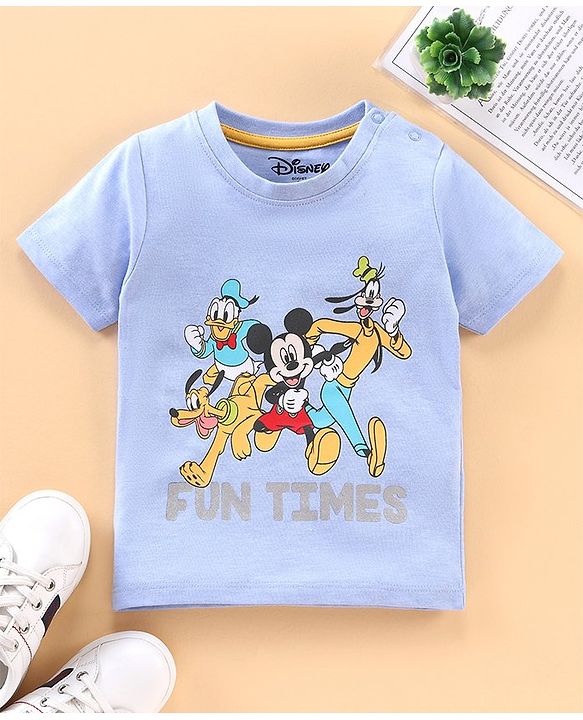 Babyhug Half Sleeves T-Shirt Mickey & Friends Print - Blue