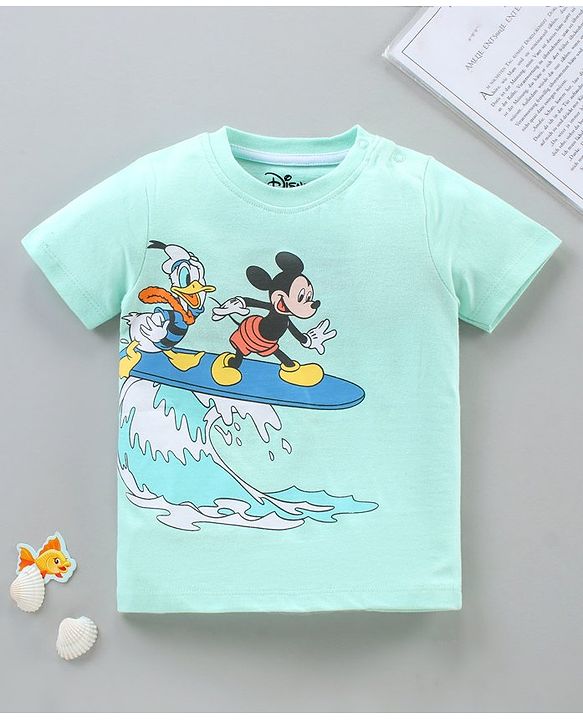 Babyhug Half Sleeves T-Shirt Mickey & Donald Print - Blue