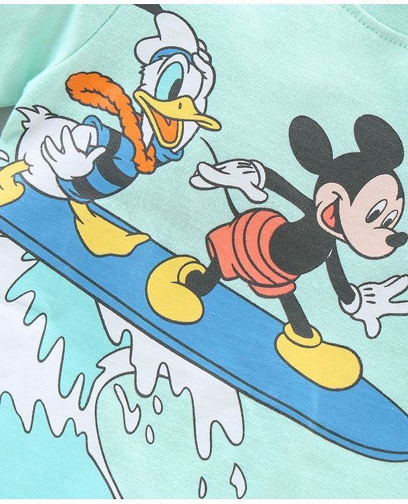 Babyhug Half Sleeves T-Shirt Mickey & Donald Print - Blue