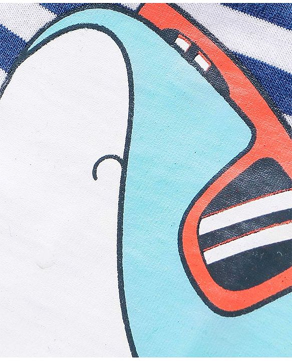 Babyhug Half Sleeves T-Shirt Stripes & Shark Print - Blue