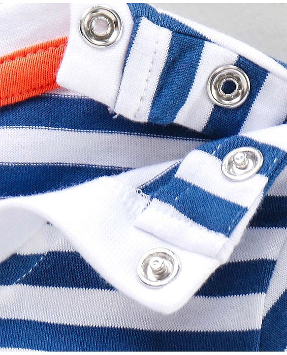 Babyhug Half Sleeves T-Shirt Stripes & Shark Print - Blue