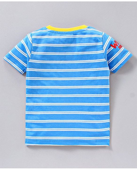 Babyhug Half Sleeves Cotton T-shirt Striped Print - Blue