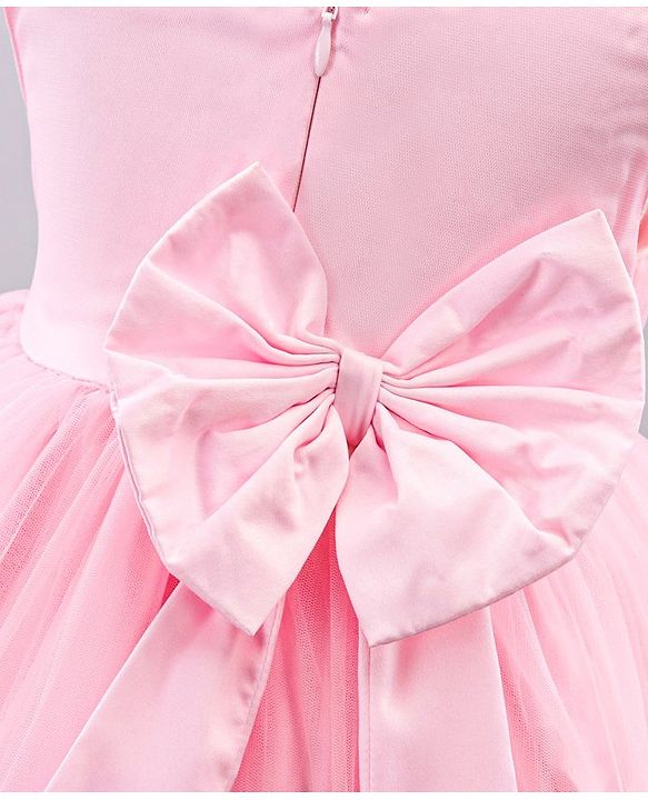 Babyhug Sleeveless Embroidered Party Wear Frock - Pink