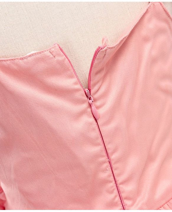 Babyhug Frill Sleeves Party Wear Tutu Tiered Frock with Sequins Applique - Peach