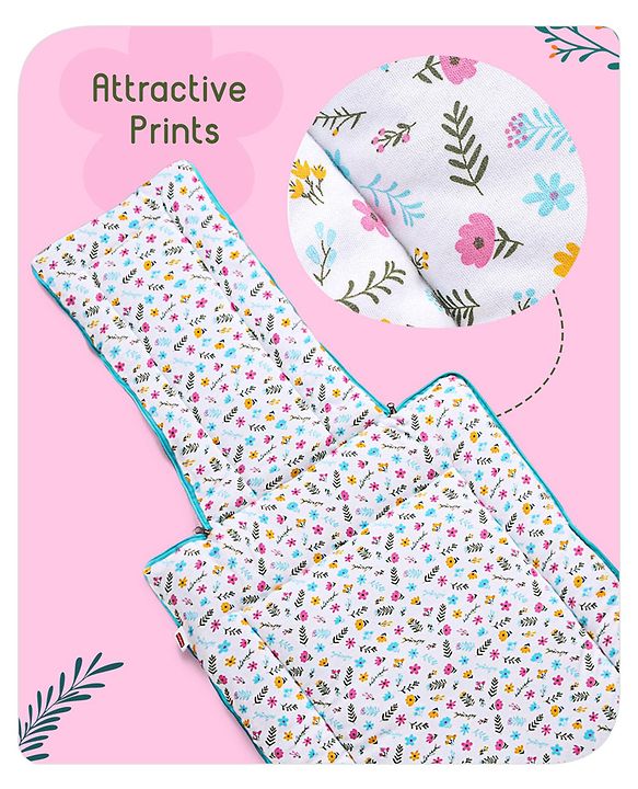 Babyhug Sleeping Bag Flower and Leaf Print- Blue